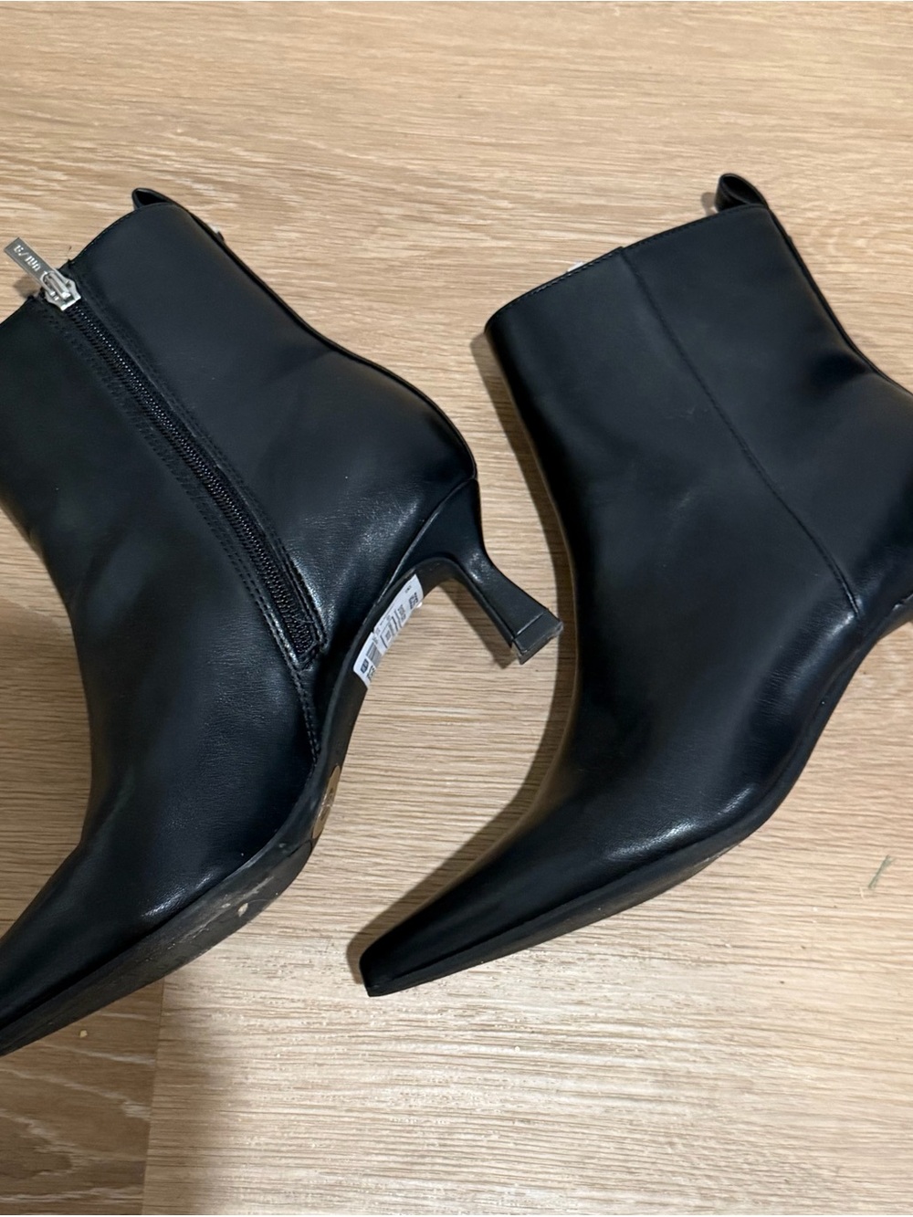 Black Pointed Toe Kitten Heel Ankle Boots